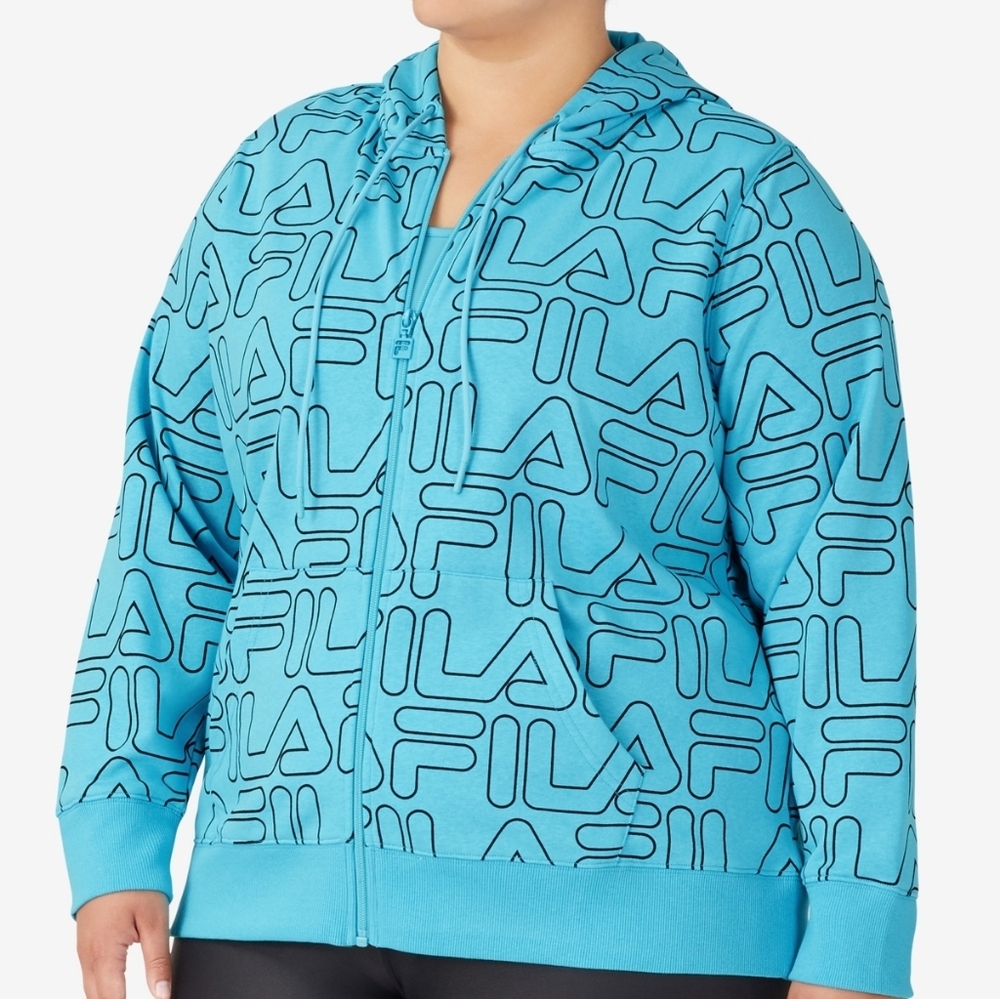 Fila zip up heartbeat hoodie hooded sweatshirt jacket Turquoise 3x nwt